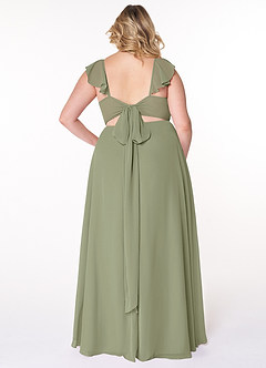 Azazie Everett Bridesmaid Dresses Pistachio A-Line V-neck Ruched Chiffon Dress image7