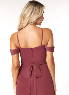 Azazie Joretta Bridesmaid Dresses Merlot A-Line Sweetheart Neckline Chiffon Convertible Dress image3