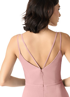 Azazie Janine Vestidos de damas de honor Vestido de Rosa Polvorienta de Gasa de Corte en A con Cuello en V image5
