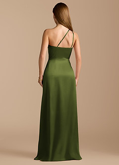 Azazie Trina Robes de demoiselle d'honneur Robe Trapèze en Satiné métallisé Ue épaule Olive image9