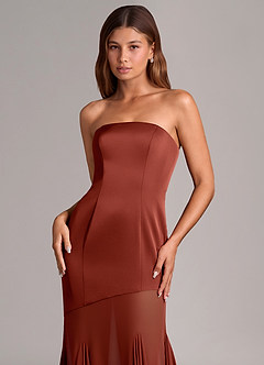 Azazie Uma Bridesmaid Dresses Terracotta Mermaid Strapless Chiffon Convertible Dress image2
