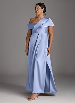 Azazie Milton Mother of the Bride Dresses Ice A-Line Pleated Stretch Satin Dress image11