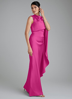Azazie Taj Brudtärnklänningar Klänning av Sjöjungfru i Stretch Satin Korsett Fuchsia image6