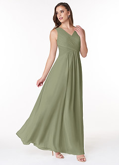 Azazie Flora Bridesmaid Dresses Pistachio A-Line Pleated Chiffon Dress image4