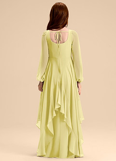 Azazie Clara Junior Lemon Sorbet A-Line Blouson Chiffon Dress image2