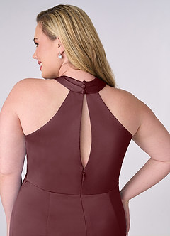 Barbie ♥ Azazie Bridesmaid Dresses Sangria Sheath Stretch Satin Dress image11