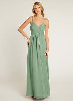 Azazie Shannon Final Sale Agave A-Line Pleated Chiffon Dress image1