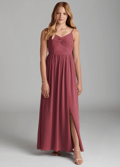 Azazie Zeya Junior Vestido de Merlot de Gasa de Corte En A image1