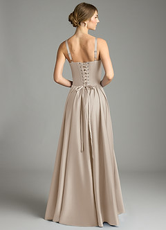 Azazie Evadina Vestidos de damas de honor Vestido de Escarcha de Satén Elástico de Corte en A con Corsé image2