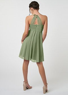 Azazie Ginny Junior Pistachio A-Line Pleated Chiffon Dress image2
