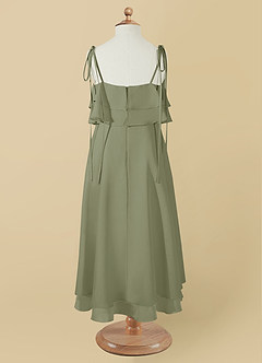 Azazie Temi Flower Girl Dresses Pistachio A-Line Spaghetti Strap Chiffon Dress image11