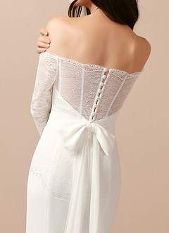 Azazie Aracely Wedding Dresses Diamond White Mermaid Off the Shoulder Stretch Crepe Dress image6