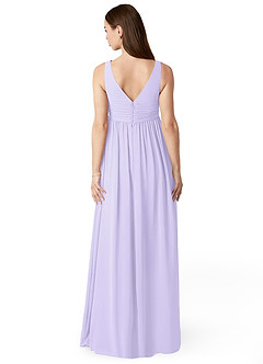Azazie Yetta Maternity Bridesmaid Dresses A-Line V-Neck Gathered Chiffon Floor-Length Dress image2