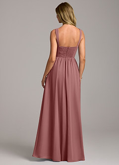 Azazie Rosaline Bridesmaid Dresses Desert Rose A-Line Side Slit Chiffon Dress image6