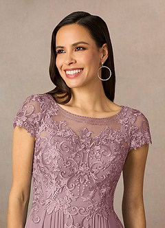 Azazie Lunda Mother of the Bride Dresses Dusty Rose A-Line Lace Chiffon Dress image3