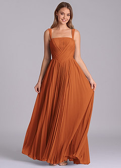 Azazie Mina Bridesmaid Dresses Cinnamon A-Line Pleated Chiffon Dress image4