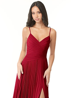Azazie Vini Bridesmaid Dresses Scarlet A-Line V-Neck Pleated Chiffon Dress image6