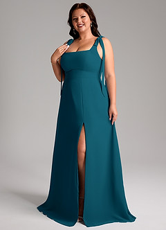 Azazie Debra Bridesmaid Dresses Ink Blue A-Line with Pockets Chiffon Convertible Dress image11