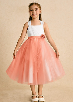 Azazie Bonny vestidos de niña de las flores Vestido de Marfil Ocaso de Tul de Princesa con Plisado image5