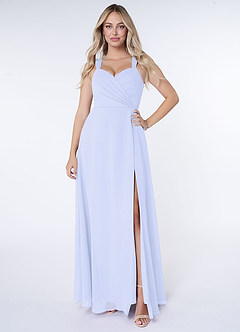 Azazie Nahrin Final Sale Lavender A-Line V-Neck Pleated Chiffon Dress image1