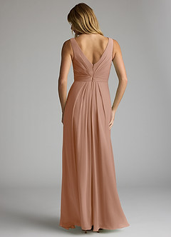 Azazie Gina Abiti da Damigella Abito A-Line in Chiffon con Scollo a V a Pieghe Champagne Rosa image5