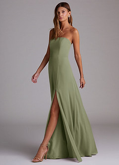 Azazie Wren Bridesmaid Dresses Pistachio A-Line Side Slit Chiffon Convertible Dress image4