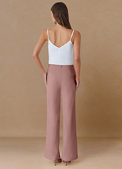 front Marina Dusty Rose Refined Weave Straight-Leg Pants