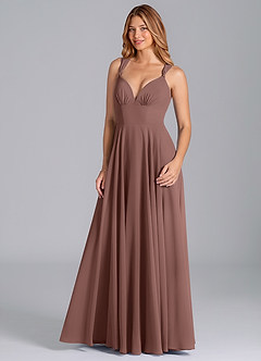 Azazie Darana Bridesmaid Dresses Espresso A-Line Corset Chiffon Dress image5