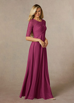 Azazie Raelyn Mother of the Bride Dresses Mulberry A-Line Lace Mesh Dress image6