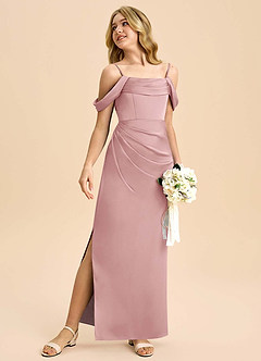 Azazie Saige Junior Klä av Tubklänning i Stretch Satin Av axeln image5