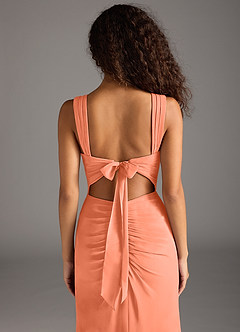 Azazie Jesaphine Bridesmaid Dresses Sunset Sheath Bow Chiffon Dress image6