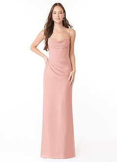 Azazie Mai Bridesmaid Dresses Rosette Sheath Pleated Chiffon Dress image1