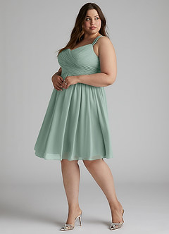 Azazie Angie Bridesmaid Dresses Agave A-Line Corset Chiffon Dress image17