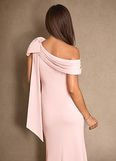 Azazie Myers Mother of the Bride Dresses Blushing Pink Mermaid Pleated Stretch Crepe Dress image6