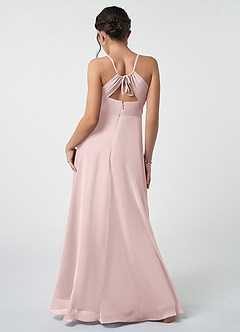 Azazie Avelina Junior Blushing Pink A-Line Pleated Chiffon Dress image3