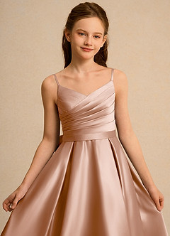 Azazie Sweets Junior Formal Flower Girl Klänningar Klä A-Line i Matt satäng Plisserad image6