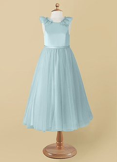 Azazie Dolly Final Sale Mist A-Line Bow Tulle Dress image7