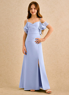 Azazie Pippy Girls Formal Abiti da Ragazza di Fiori Abito A-Line in Chiffon Scollo a Cuore Ghiaccio image1