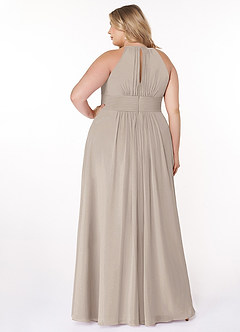 Azazie Bonnie Bridesmaid Dresses Frost A-Line Keyhole Ruched Chiffon Dress image7