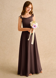 Azazie Puppy Girls Formal Flower Girl Dresses Ganache A-Line Pleated Chiffon Dress image1