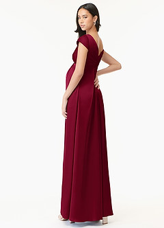 Azazie Allessia vestidos de dama de honor de maternidad Vestido de Corte En A Plisado Hasta el suelo Satén Elástico image4