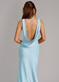 Azazie Cheryl Bridesmaid Dresses Sky Blue Mermaid Stretch Satin Dress image2