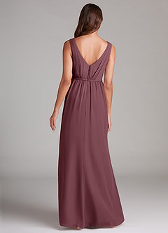 Azazie Tanicia Brautjungfernkleider A-Linie Plissee Chiffon Kleid Sangria image7