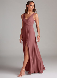 Azazie Nelly Bridesmaid Dresses Amethyst A-Line Pleated Chiffon Dress image4