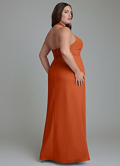 Azazie Jemma Brautjungfernkleider Etui Plissee Chiffon Kleid Gebranntes Orange image12