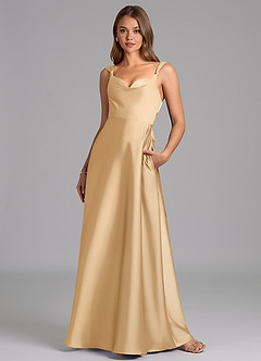 Azazie Beatrice 신부 들러리 드레스 A라인 스윗하트 네크라인 스트레치 새틴 바닥 길이 드레스 image4