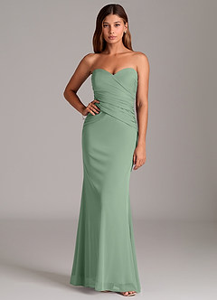 Azazie Katelyn Final Sale Matcha Sheath Strapless Mesh Convertible Dress image5