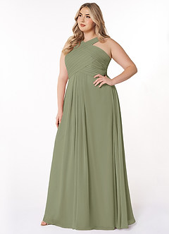 Azazie Kaleigh Bridesmaid Dresses Pistachio A-Line Pleated Chiffon Dress image9