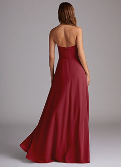 Azazie Wren Bridesmaid Dresses Pomegranate A-Line Side Slit Chiffon Convertible Dress image2