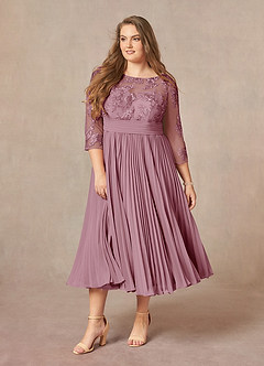 Azazie Tutu Kleider für die Brautmutter A-Linie Bootshals Spitze Chiffon Kleid Vintage Mauve image9